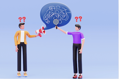 communication megaphone and magnifying glass ADHD couples 